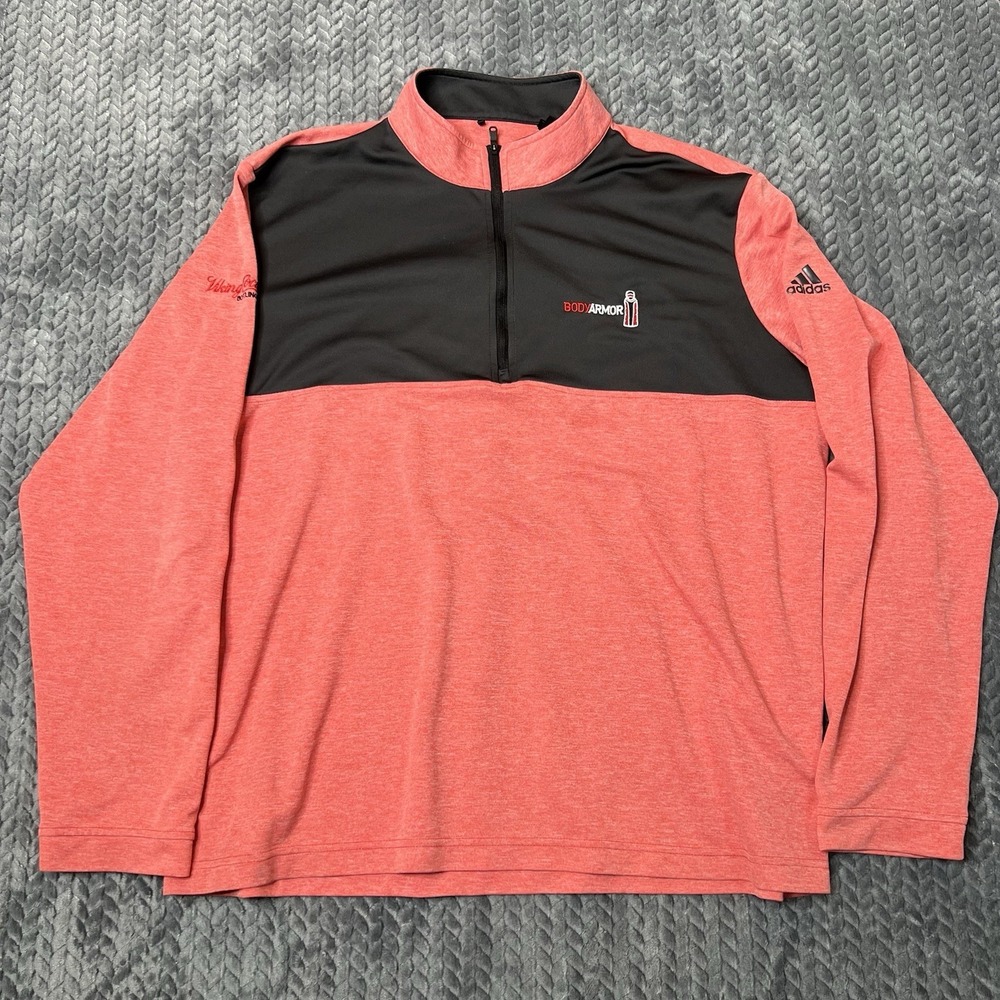Body Armour Adidas 1/4 Zip Pullover Men's Size XL Salmon Red Black Long Sleeve